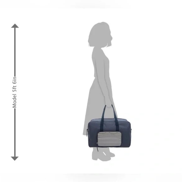 Navy Blue Striped Weekender Bag - Picture 8 of 9